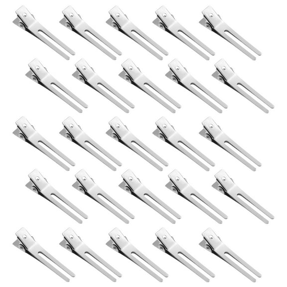 Frcolor 50 Pieces Double Prong Metal Hair Clips for Styling Smooth Silver Finish Without Damaging