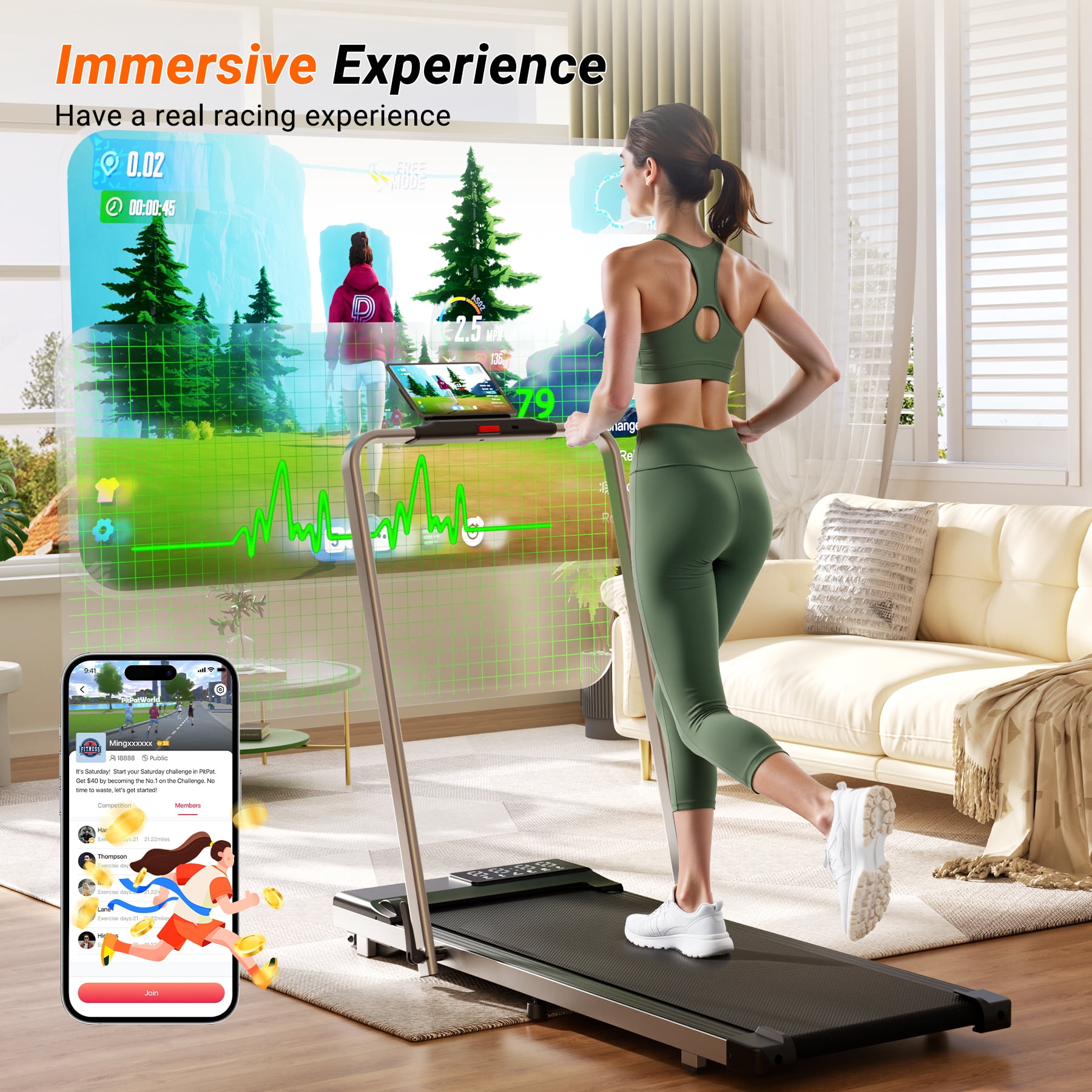Sundorei Pro Desk Exercise Treadmills,3 in 1 Walking Pad Treadmill, 300 Weight Capacity Foldable Treadmill, 3.0HP Low Noise