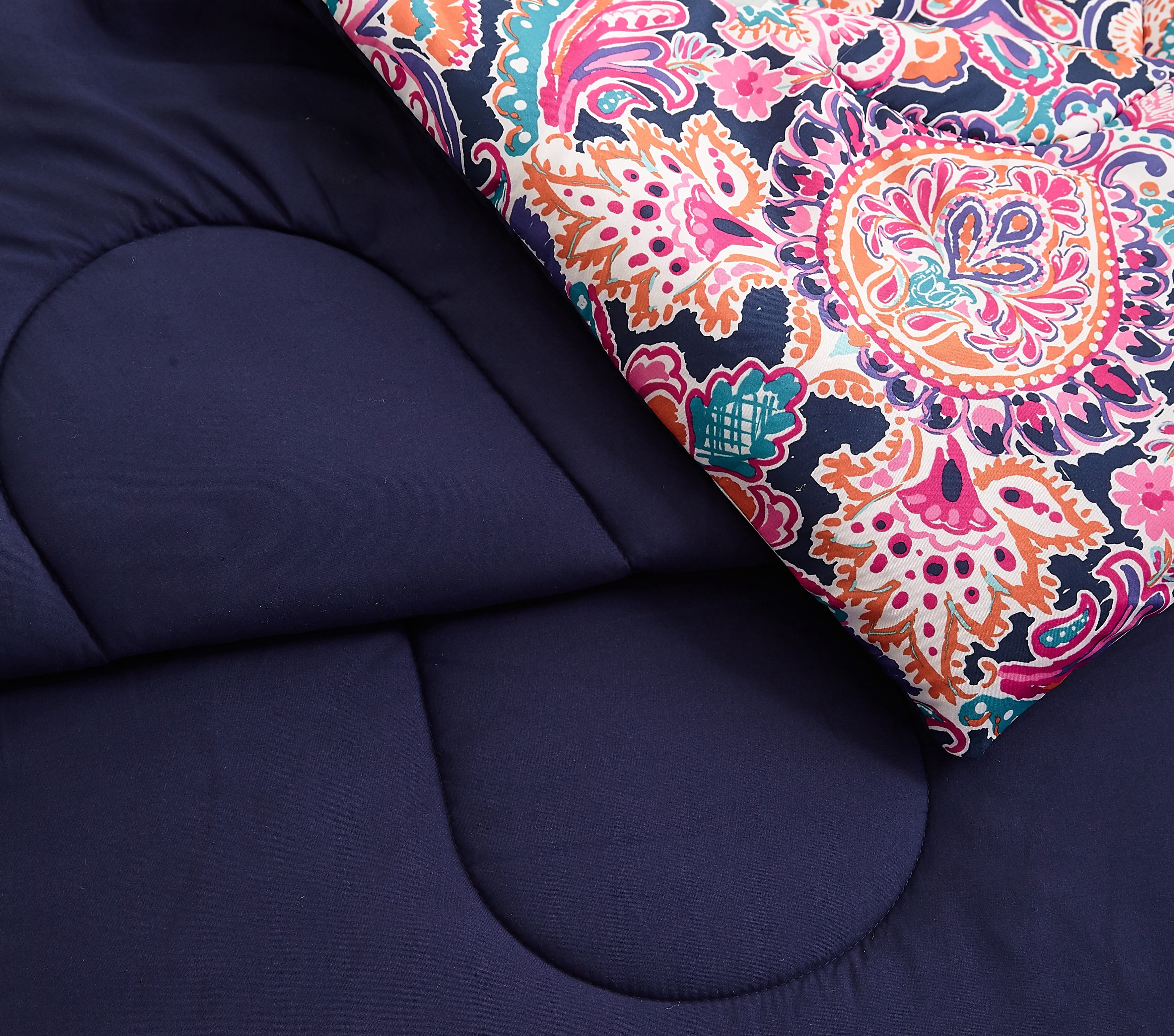 Mainstays Purple and Blue Medallion 10 Piece Bed in a Bag Comforter Set With Sheets, Full