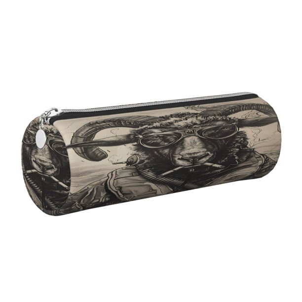 Disketp Vintage Ram Pilot Estuche Organizador de Lápices de Cuero, Estuche de Oficina con Cremallera para Bolígrafo y Lápiz