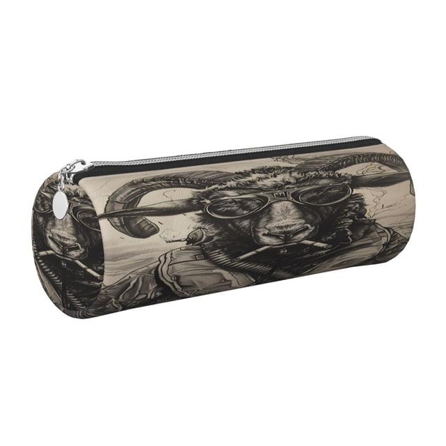 Disketp Vintage Ram Pilot Estuche Organizador de Lápices de Cuero, Estuche de Oficina con Cremallera para Bolígrafo y Lápiz