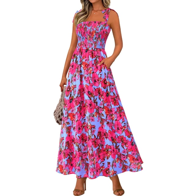 Vestido de verano PRETTYGARDEN Maxi floral sin mangas para mujer