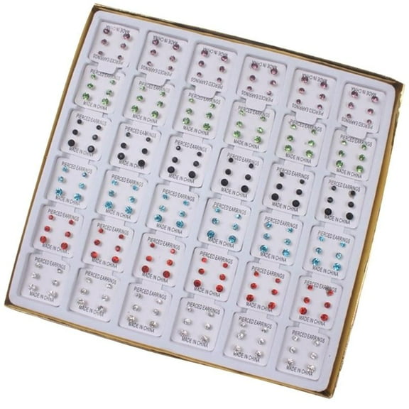 WINDLAND 108 Pairs Hypoallergic Ear Studs Comfortable Earrings Multifuntional Ear Studs