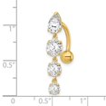 thumbnail image 4 of 10K Gold Tops Down 4 Dangle CZ Belly Button Dangle Body Jewelry, 4 of 4