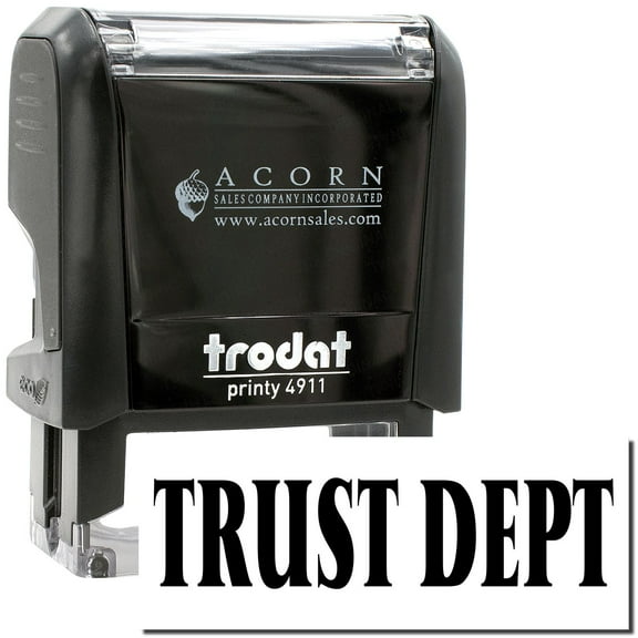 Self-Inking Trust Dept Stamp, Trodat Printy 4911, Press and Print Stamping, Impression Size 5/8" x 1-1/2", Up to 10,000 Impressions - Black Ink