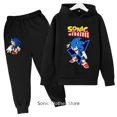 thumbnail image 5 of Conjunto de sudadera con capucha Sonic para niños, primavera y otoño, 2 piezas, bonitos trajes con capucha para niños y niñas de 3 a 14 años, 5 of 5