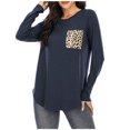 thumbnail image 2 of Qiopertar Chandails à Manches Longues Léopard Col Rond avec Poche Décontracté Élégant Pull Offres de la Semaine Liquidation Moins de 5$ jusqu'à 90 % de Réduction, 2 of 9