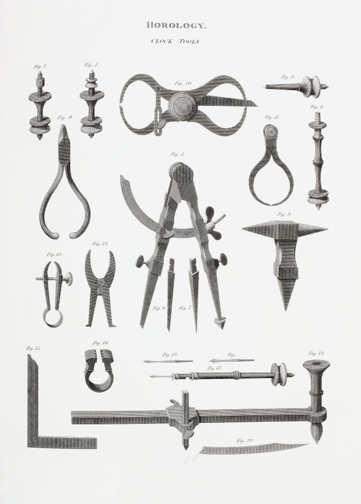 Tools For Making Clocks From 18Th And 19Th Centuries From The Cyclopaedia Or Universal Dictionary Of Arts Sciences And Literature By Abraham Rees Published London 1820 Canvas Art - Ken Welsh Design P