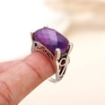 thumbnail image 3 of Amethyst Designer Ring, 925 Sterling Silver in US Size 5,6,7,8,9,10 Statement, February Birthstone, Purple Faceted Gemstone, Boho Jewelry, 3 of 4