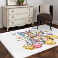 thumbnail image 3 of Bunny Easter Area Rugs 2.7'x5', Washable Small Throw Rugs for Kitchen Bedroom, Eggs Spring Floral Elegant Pastoral Butterfly Indoor Outdoor Rug Non-Slip Low Pile Carpet Runner Reversible Floor Mats, 3 of 8