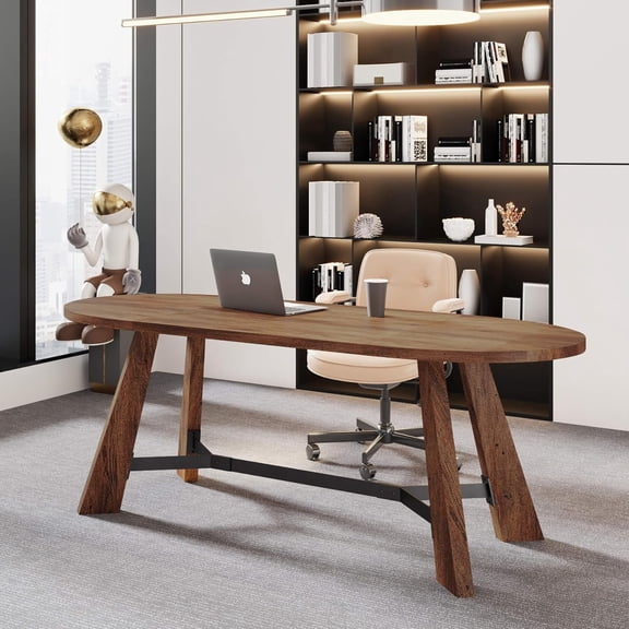 70.86" Oval Dining Table with Sturdy Tapered Legs 1.37-inch Thick Tabletop