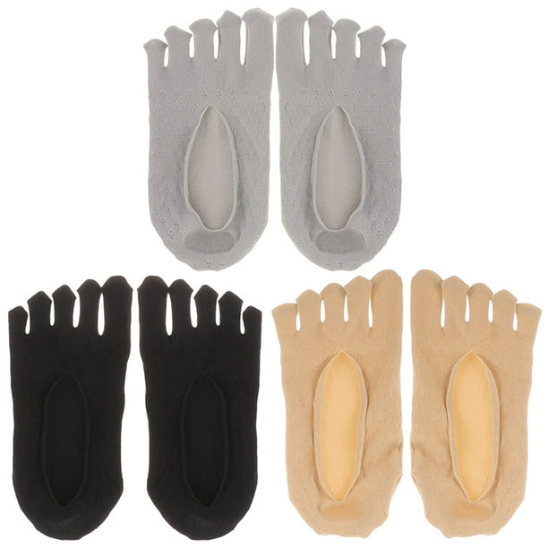 BRIGHTFUFU 3 pares de calcetines de corte bajo para mujer, calcetines con punta separada, calcetines invisibles con punta