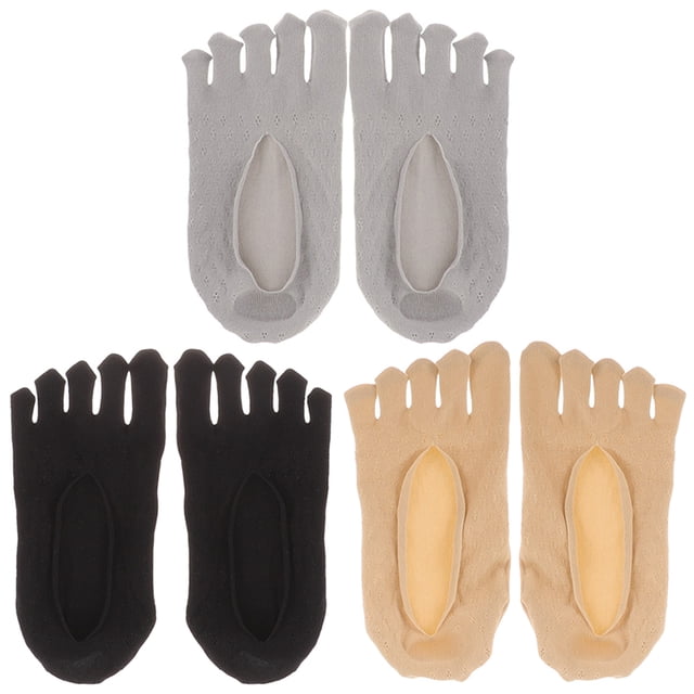 3 pares de calcetines de corte bajo para mujer, calcetines con punta separada, calcetines invisibles con punta