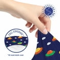 thumbnail image 5 of Cartoon Office Chair Slipcover, Unknown Flying Object Ufo in Sky with Clouds Playful Pattern, Protective Stretch Decorative Fabric Cover, Standard Size, Indigo and Multicolor, by Ambesonne, 5 of 5