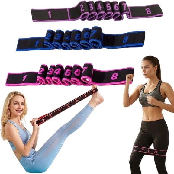 Fitness Resistance Bands, Numbered Resistance Band for Glutes, 8-Section Elastic Training Bands for Yoga, Stretching, Pilates, Fitness