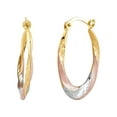 thumbnail image 3 of Brilliance Fine Jewelry 10K Rose Gold with Yellow and White Rhodium Plate Round Swirl Hoop Earrings, 3 of 5