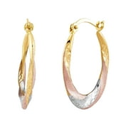 Brilliance Fine Jewelry 10K Rose Gold with Yellow and White Rhodium Plate Round Swirl Hoop Earrings