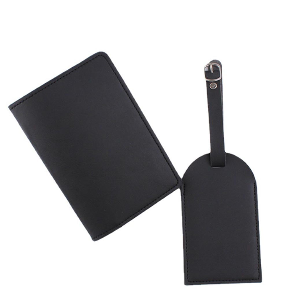 HGYCPP Portable PU Leather Passport Cover with Luggage Tags Holder Case