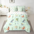 thumbnail image 2 of Feelyou Dreamy Cute Dragon Bedding Comforter Set 7pcs for Kids, Tree Plant Botanical Queen Bedding Sets, Green Cartoon Dinosaur Reversible Queen Sheet Sets, Luxury Bedroom Decor, 2 of 8
