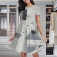 thumbnail image 2 of Abstract Grey Textile Design Women's Classic Swing Skater Dress Casual Work Party Cocktail Dresses, 2 of 6