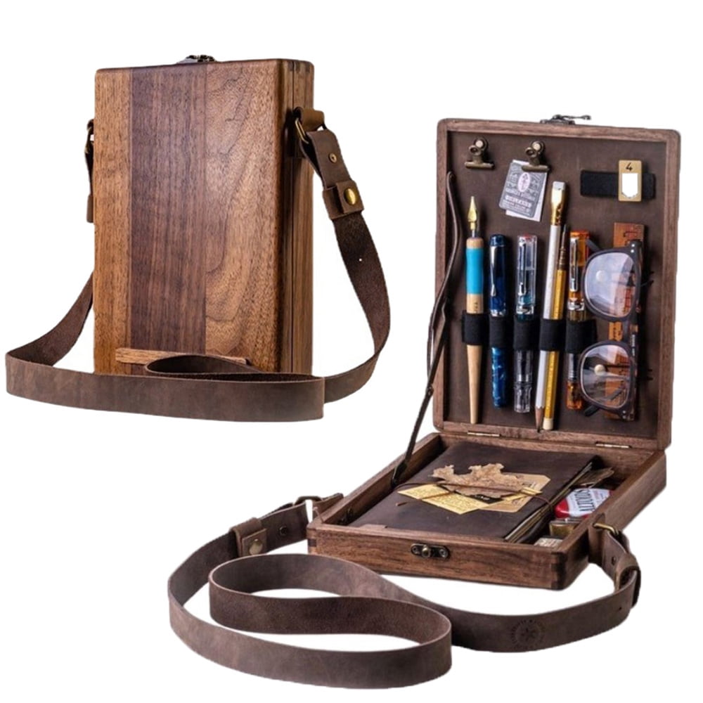 Wood Box,Multi-Function Artist Tool and Brush Storage Box,Retro Wooden ...