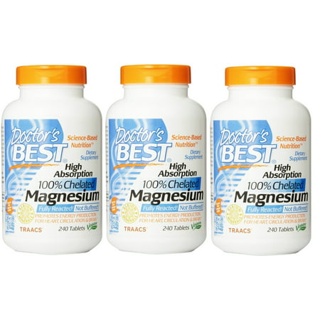 Doctor's Best - High Absorption 100% Chelated Magnesium, 240 Tablets - 3 (Best Type Of Magnesium Supplement For High Blood Pressure)
