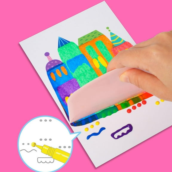 Magic Reveal Art Kit 6-in-1 Art Creativity Set DIY Doodle Art Paint Paper Postcard Art Kits for Kids 4-8 Cool Dot Painting Art for Kids