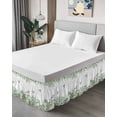 thumbnail image 4 of Leaf Bird Wrap Around Bed Skirts for King Bed 18" Drop,Bed Skirt with Adjustable Elastic Belt Dust Ruffle Bed Valance for Bedroom Hotel Luxury Sage Greeen Botanical Watercolor Animals Bed Frame Cover, 4 of 7
