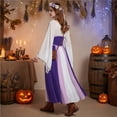 thumbnail image 4 of Victorian Dress, Renaissance Dress Women, Womens Renaissance Costume, Renaissance Costume, Women's Renaissance Medieval Costumes Dress Trumpet Sleeves Gothic Retro Gown, Purple XXL, 4 of 6