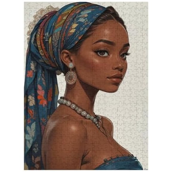 African Lady Black Lady Jigsaw Puzzles 500 Pieces for Adults, Families 500 Pcs Puzzle Fit Together Perfectly 20.5" x 15"