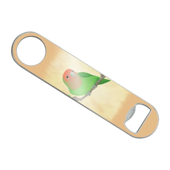 Lovely Lovebird Stainless Steel Vinyl Covered Flat Bartender Speed Bar Bottle Opener