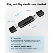 Atzeste 2-in-1 SD Card Reader, USB C & USB 3.0 Memory Card Adapter for SD/Micro SD 3.0, SD Card Reader for iPhone 15/16, Windows, MacBook Pro, Laptop, PC