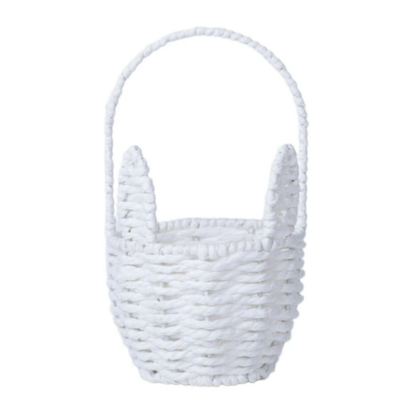 Tnarru Easter Flower Basket Empty Portable, Easter Decoration, Easter Egg Basket Wedding Flower Girl Basket for Holiday White
