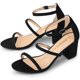 thumbnail image 1 of Sandalias Correa De Tobillo Tacón Grueso Gamuza Sintética Para Mujeres Negro 38, 1 of 7