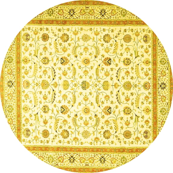 Ahgly Company Indoor Round Persian Yellow Traditional Area Rugs, 4' Round