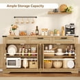 thumbnail image 2 of 63" Large Buffet Cabinet with 4 Doors and 3 Drawers, Farmhouse Buffet Sideboard Cabinet with Storage, Coffee Bar Wine Bar for Dining Room, Living Room, Natural, 2 of 8