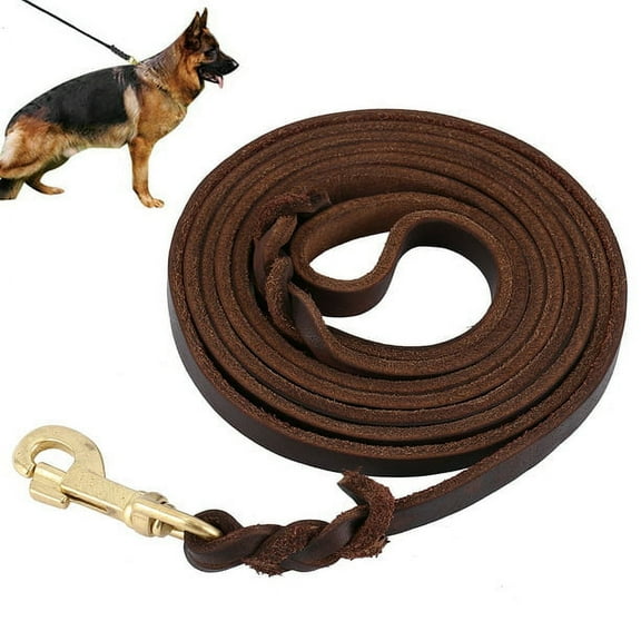 Leather Strong BLUE Dog Leash for Large Dogs & Medium Size Dogs, Training and Walking Braided Dog Leash Suitable for 18-120 lbs Dogs, 7.8Foot