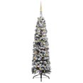thumbnail image 1 of vidaXL Slim Artificial Pre-lit Christmas Tree with Ball Set Green 210 cm, 1 of 5