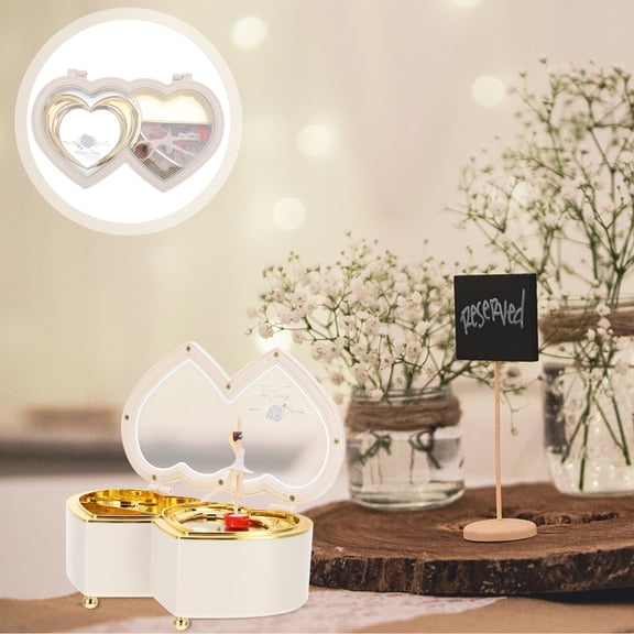 PTOOTP Heart Shaped Music Box with Ballerina Figurine and Jewelry Storage, Decorative Gift for Women and Girls