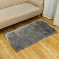 thumbnail image 2 of Rectangular Long Pile Fluffy Rug Area Rugs Faux Fur Plush Shaggy Area Mat Home Bedroom Floor Carpet,White / Grey, 2 of 9