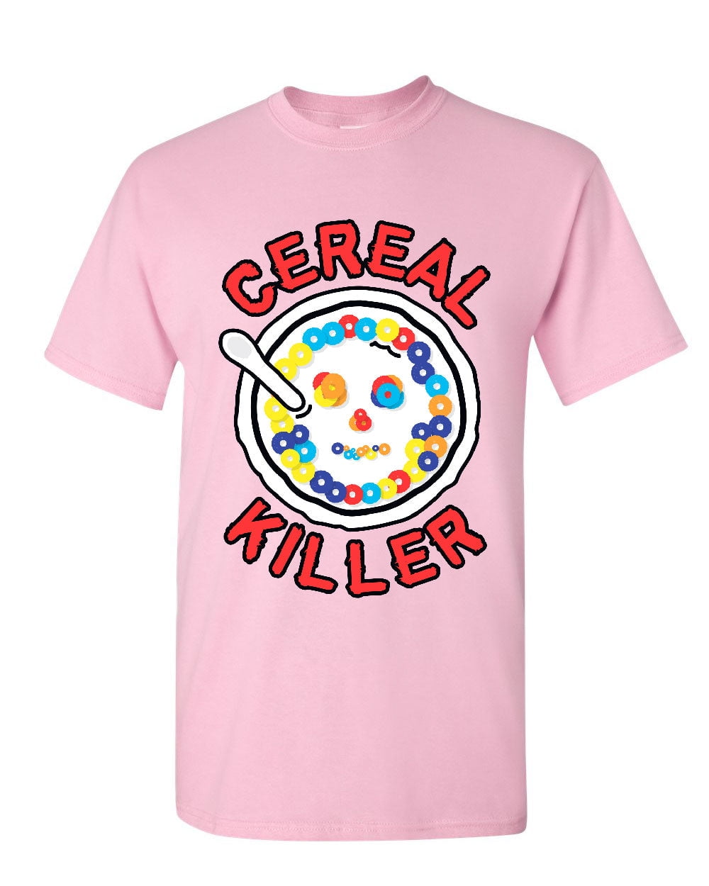 Tee Hunt Cereal Killer TShirt Funny Breakfast Morning Meal Serial Killer Mens Shirt, Light Pink
