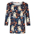 thumbnail image 4 of Enjoytime Winter Shirts for Women Cute Ghost Printed Round Neck 3/4 Sleeve Halloween Blouses Casual Loose Womens Plus Size Tops, 4 of 4