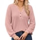 thumbnail image 2 of Blusas Tipo Suéter de Larga Informales con Cuello en V y Cuello de Gofre para Mujer Rosa L, 2 of 9