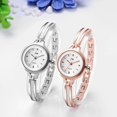 thumbnail image 2 of Reloj de mujer Elegante reloj de pulsera analógico de cuarzo Reloj de mujer Pequeño reloj casual sencillo Reloj con cierre de broche con pulsera de metal Oro rosa/plata, 2 of 4