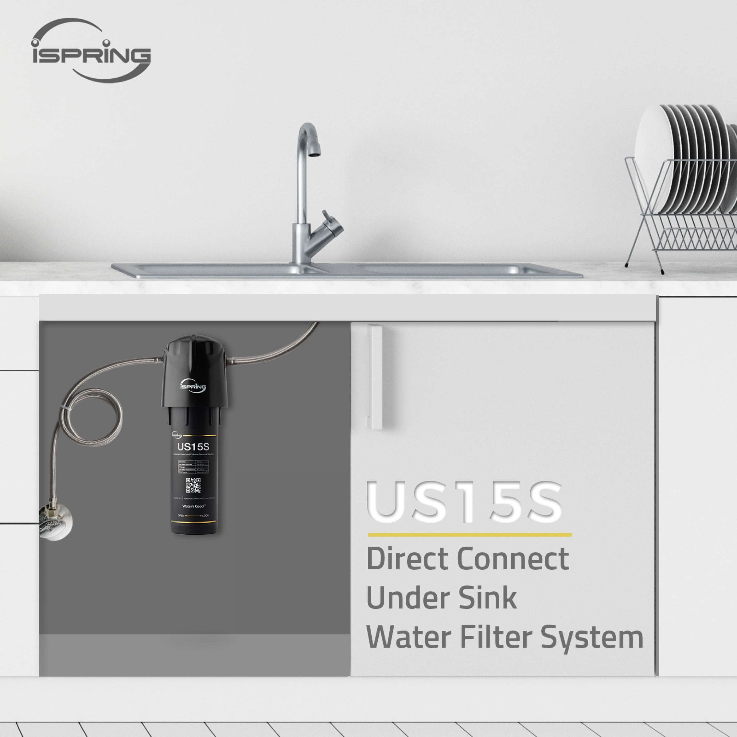 iSpring Water Filter Under Sink,Leak-Free Under Sink Water Filter System 1000 GPD