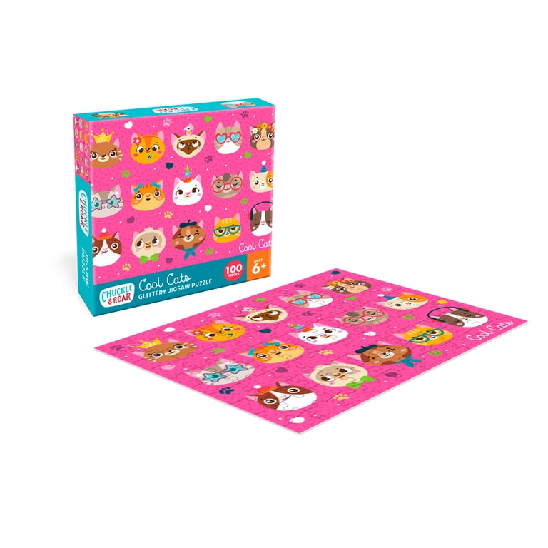 Chuckle & Roar 100-Piece Cool Cats Glittery Interlocking Jigsaw