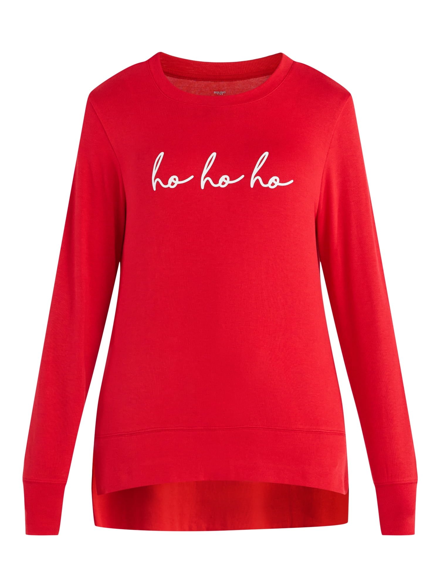 Women's Christmas Three Times Crewneck Hacci Top from Holiday Time, Sizes S-XXXL