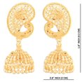 thumbnail image 4 of Efulgenz Indian Jewelry Traditional Gold Tone Peacock Jhumka Jhumki Dangle Earrings Set for Women, Perfect Valentines Day Gifts for Her (Style 1 Gold), 4 of 5
