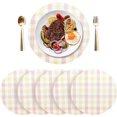 thumbnail image 3 of Coolnut Pink Check Round PVC Placemats 4 PCS, Non-Slip Heat Resistant Table Mat Kitchen Dining Table Plate Mat, 15.4inch155 Home Decor Gifts, 3 of 7