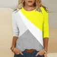 thumbnail image 1 of TIMIFIS Hauts pour Femmes Mi-Long Printemps Automne Imprimés Manches 3/4 Hauts Mode Grande Taille Col Ras du Cou T-Shirts Décontractés Blouses Chemises à Manches Longues pour Femmes Automne, 1 of 4